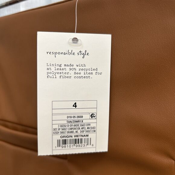 NWT A New Day Women’s Faux Leather Mini Skirt Brown Tan Size 4 High Rise - Picture 8 of 16